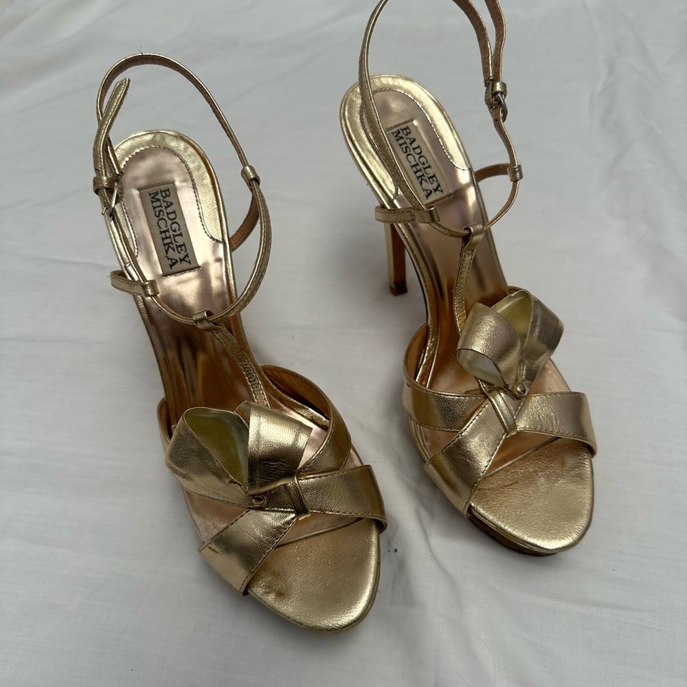 Badgley Mischka Gold Strappy Heels